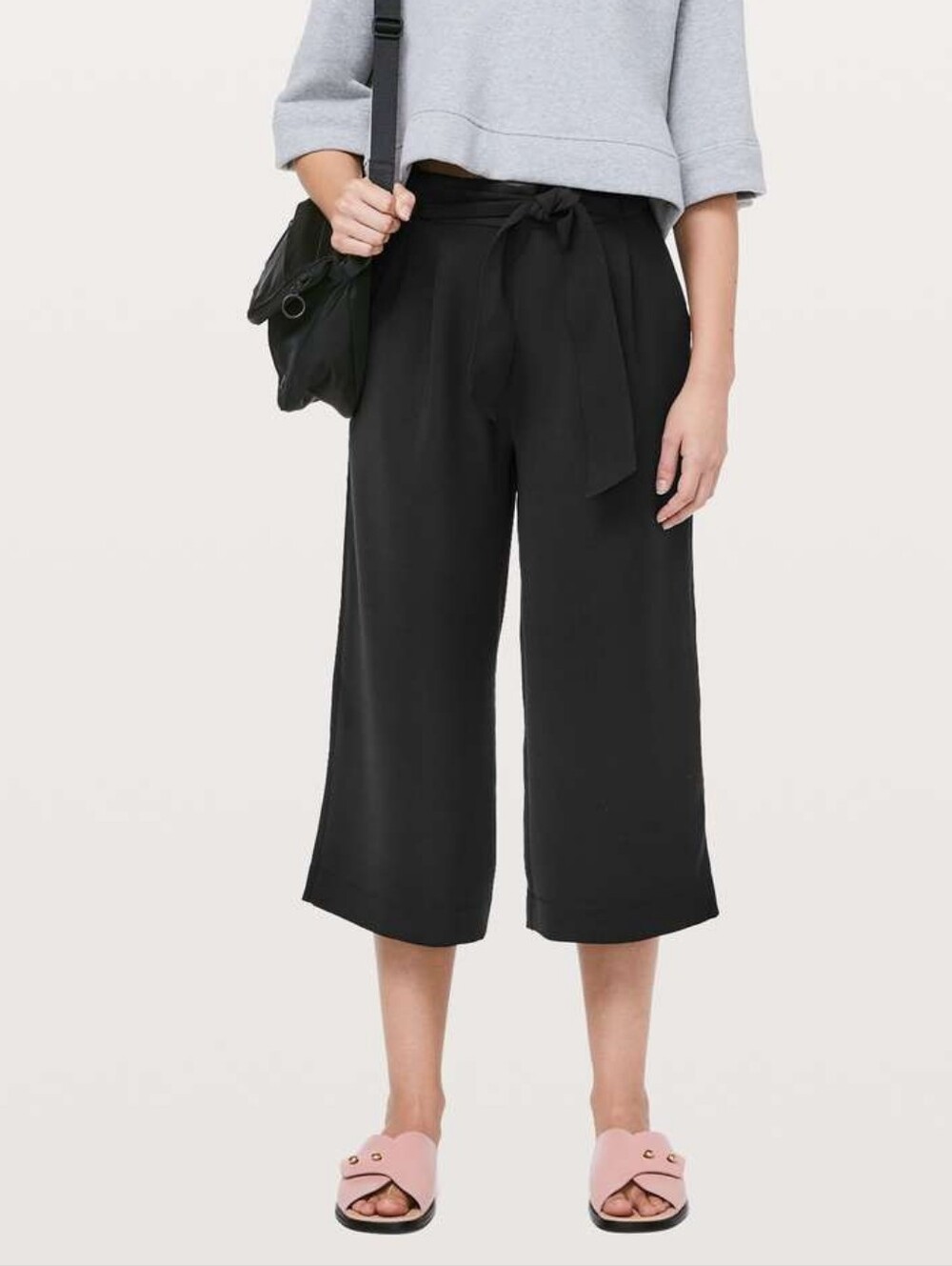 Lululemon Noir Cropped Wide Leg Tie Waist Pants - Black
